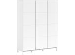 Kleiderschrank VIPACK "in modernem Design, Türen mit Profilfräsung, pflegeleichter Oberfläche", weiß, B:149,3cm H:196,2cm T:57,8cm, Schränke, Kleiderschrank, mit 3 Drehtüren inkl. Soft-Close, Wäschwfächer, Ausf. weiß lackiert