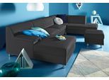 Wohnlandschaft HOME AFFAIRE "Jamie, zeitloses Design, fester Sitzkomfort, viel Platz, U-Form", schwarz, B:308cm H:72cm T:80cm, Sofas, Wohnlandschaft, wahlweise mit Bettfunktion