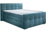 Boxspringbett HOME AFFAIRE "Rosà", blau, B:184cm L:224cm, Komplettbetten, Boxspringbett, H3/H3, H3/H4, H4/H4 möglich