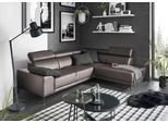 Ecksofa 3C CANDY "Greve modern und bequem, inkl. manueller Kopfteilverstellung, L-Form", grau, B:249cm H:79cm T:209cm, 100% Leder, Sofas, Ecksofa, wahlweise mit motorischem Sitzvorzug
