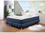 Boxspringbett HOME AFFAIRE "Salo", blau, B:146cm L:206cm, Komplettbetten, Boxspringbett, Ohne Kopfteil, inkl. Topper, auch in Überlänge 220 cm