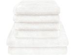 Handtuch Set DYCKHOFF "City Lights", weiß, 6 Stk., Walkfrottier, Walkfrottier, Obermaterial: 100% Baumwolle, Handtuch-Sets, Handtuch Set, 4 Handtücher (50x100cm), 2 Duschtücher (70x140cm)