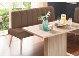 Sitzbank EXXPO - SOFA FASHION "Costa, moderne Rückensteppung, bequem und elegant, hoher Holzfuß", braun (schlamm), B:162cm H:92cm T:68cm, Struktur: Webvelour, 100% Polyester, Sitzbänke, Sitzbank, hochwertige Detailverarbeitung, Frei im Raum stellbar