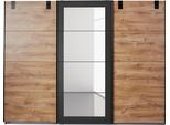 Schwebetürenschrank WIMEX "Malmö, Kleiderschrank wahlweise mit oder ohne Spiegel", braun (plankeneiche, graphit, spiegel), B:270cm H:210cm T:65cm, Holzwerkstoff, Schränke, Schwebetürenschrank, Kleiderschrank im Industrial Design, 225 oder 270cm breit