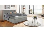 Boxspringbett HOME AFFAIRE "Elegance", grau, B:181cm L:210cm, Samtoptik (100% Polyester);Struktur (100% Polyester), Komplettbetten, Boxspringbett, mit schöner Knopfheftung, in den Härtegraden H2 & H3, inkl. Schubladen