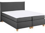 Boxspringbett HOME AFFAIRE "Houssay", grau (anthrazit), B:132cm L:205cm, Struktur fein (100% Polyester), Komplettbetten, Boxspringbett, inkl. Topper, 5 Breiten, 2 Härtegraden auch in Überlänge 220 cm