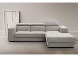 Ecksofa WERK2 "Cherry, modernes Sofa mit Komfortfunktionen, Breite 270cm, L-Form", grau (hellgrau), B:270cm H:76cm T:192cm, 92% Polyester, 8% Nylon, Sofas, Ecksofa, bequem, mit verstellbaren Kopfteilen, Schlaffunktion und Bettkasten