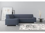 Ecksofa DOMO COLLECTION "Anzio in kubischer Formensprache, flache Armlehnen, L-Form", blau, B:259cm H:85cm T:191cm, Sofas, Ecksofa, Wahlweise mit Bettfunktion und Federkern für hohen Sitzkomfort