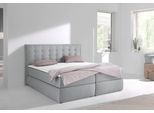 Boxspringbett HOME AFFAIRE "Sagres", grau, B:195cm L:210cm, Feinstruktur(100% Polyester);Bezug der Spiegelfläche Matratzendrell aus 100% Polyester, Komplettbetten, Boxspringbett, Kopfteil mit 2farbiger Flatterbiese und zweifarbigen Knöpfen