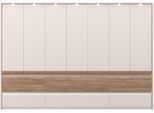 Kleiderschrank OTTO HOME "Invictus, UV lackiert, kratzfest, FSC-zertifiziert, grifflose Optik", beige (kaschmirfarbe), B:322cm H:226cm T:60cm, Holzwerkstoff, MDF, Schränke, Kleiderschrank, mit Beleuchtung und Passpartourahmen, hoher Schrank (226cm), 6 Breiten