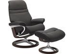Fußhocker STRESSLESS "Sunrise", grau (rock paloma), B:57cm H:42cm T:40cm, Leder BATICK: BATICK ist ein leicht korrigiertes, durchgefärbtes und genarbtes Möbelleder, bei dem die meisten Unebenheiten und Spuren in der Regel entfernt wurden.;Leder PALOMA: PALOMA ist ein durchgefärbtes Semianilin-Möbelleder mit natürlicher Narbung.;ROHLEDER Stoff Q2 FARON: Ein fester zuverlässiger Bouclé mit einem str