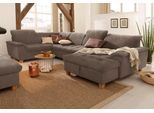Wohnlandschaft HOME AFFAIRE "Lyla U-Form", braun (dunkelbraun), B:352cm H:81cm T:214cm, Feinstruktur weich (100% Polyester);Luxus-Microfaser Lederoptik (100% Polyester);Microfaser PRIMABELLE (100% Polyester), Sofas, Wohnlandschaft, wahlweise mit Rückenfunktion und zusätzlich mit Bett + Bettkasten