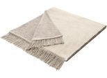 Sesselschoner BIEDERLACK "Cotton Cover Salt & Pepper", beige (natur), B:50cm L:200cm, Baumwolle, Polyacryl, Polyester, Sesselschoner, Sesselschoner, mit Fransen
