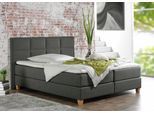 Boxspringbett HOME AFFAIRE "Casey", grau (anthrazit), B:191cm L:209cm, Struktur fein (100% Polyester), Komplettbetten, Boxspringbett, in 5 Breiten, 3 Ausführungen, 2 Härtegraden, Steppung, Topper