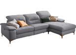 Ecksofa HOME AFFAIRE "Basel L-Form", grau (hellgrau), B:280cm H:84cm T:184cm, Luxus-Mikrofaser Lederoptik: 100% Polyester, ;Struktur: 85% Polyester, 15% Viskose, Sofas, Ecksofa, mit vollmotorischer Relaxfunktion und motorischer Recamiere
