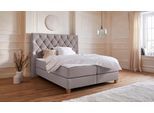 Boxspringbett HOME AFFAIRE "Harmones hoch", grau (hellgrau), B:183cm L:210cm, Struktur (100% Polyester), Komplettbetten, Boxspringbett, in 3 Breiten, Härtegrad auch im Mix mit je 1 Matratze in H2 und H3
