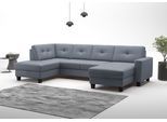 Wohnlandschaft HOME AFFAIRE "Varese", blau (graublau), B:304cm H:91cm T:170cm, Sofas, Wohnlandschaft, wahlweise mit Bettfunktion und Bettkasten