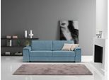Schlafsofa EGOITALIANO "Cecilia, modern & elegant, erstklassiger Sitzkomfort, Dauerschläfer", blau (hellblau), B:234cm H:85cm T:102cm, Luxus-Micofaser Lederoptik (100% Polyester) ist ein neues technisches Gewebe mit einem visuellen und taktilen Aspekt, der dem Nubuk sehr nahe kommt, mit innovativen Eigenschaften. Seine außerordentliche Weichheit kommt von einem exklusiven Produktionsprozess, der U