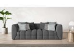 Big-Sofa S.OLIVER "COBBO 3-Sitzer Design-Sofa Bubble-Optik, Maße B/T/H: 259/126/104 cm", grau (anthrazit), B:259cm H:104cm T:126cm, 100% Polyester, Sofas, Big-Sofa, mit vielen Kissen, moderne Steppung und hoher Sitzkomfort