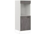 Backofenumbauschrank IMPULS KÜCHEN "Prag", Breite/Höhe: 60/147,5 cm", grau (beton, optik schiefer dunkelgrau), B:60cm H:147,5cm T:57,6cm, Dekorfolie, Holzwerkstoff, Schränke, Backofenumbauschrank, vormontiert, mit Drehtür, mit verstellbarem Fachboden