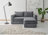 Sitzgruppe HOME AFFAIRE "PIAGGE", grau (anthrazit), B:180cm H:83cm T:161cm, Sitzmöbel-Sets, Sitzgruppe, 2-Sitzer-Sofa und Hocker klein im Set