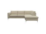 Ecksofa FLEXLUX "Fiore, L-Form", beige (sandy beige), B:241cm H:85cm T:225cm, 100% Polyester, Sofas, Ecksofa, breite Armlehnen, Füße alufarben, B/T 241/225 cm, Kaltschaum im Sitz