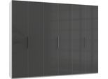 Kleiderschrank WIMEX "Level by fresh to go", weiß (weiß, grauglas), B:300cm H:236cm T:58cm, Schränke, Kleiderschrank, Türen vollflächig mit farbigem Glas