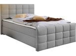 Boxbett HOME AFFAIRE, grau, B:147cm L:220cm, Komplettbetten, Boxbett, Boxbett mit Bettkasten und Fußteil, inkl. Topper