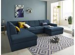 Wohnlandschaft DOMO COLLECTION "Topper, elegant und zeitlos, komfortabel, U-Form", blau (dunkelblau), B:320cm H:78cm T:213cm, Sofas, Wohnlandschaft, wahlweise mit Bettfunktion