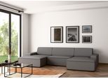Wohnlandschaft TRENDMANUFAKTUR "Graz, wahlweise mit Sitzvorschub und Bettkasten, U-Form, Breite 329 cm", grau (anthrazit), B:329cm H:73cm T:162cm, 100% Polyester, Sofas, Wohnlandschaft, in Cord-, haustierfreundlichem LEO Struktur- oder LUMOS-3D-Bezug