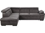 Ecksofa EXXPO - SOFA FASHION "Salerno, Funktionssofa, hoher Sitzkomfort, Breite 268cm, L-Form", grau (elefant), B:268cm H:77cm T:204cm, NaturLeder;Primabelle-Microfaser (100% Polyester);Luxus-Kunstleder, Sofas, Ecksofa, inkl. Kopf- und Armteilverstellung, wahlweise mit Bettfunktion