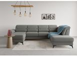 Wohnlandschaft SIT & MORE "Sinatra U-Form", grau (steel), B:326cm H:85cm T:220cm, 100% Polyester, Sofas, Wohnlandschaft, optional mit Kopfteilverstellung und Armteilfunktion, Metallfüße