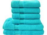 Handtuch Set DYCKHOFF "Siena", blau (aqua), Obermaterial: 100% Baumwolle, Handtuch-Sets, Handtuch Set, in tollen Unifarben