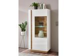 Vitrine HOME AFFAIRE "CLAiR Vitrine 22", weiß (weiß hochglanz, grandson oak), B:72cm H:154cm T:40cm, Holzwerkstoff, Schränke, Vitrine, Höhe 154 cm