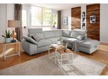 Ecksofa HOME AFFAIRE "Mauritius L-Form", silber, B:276cm T:232cm, Struktur fein (100% Polyester);Luxus-Microfaser Lederoptik (100% Polyester);Soft clean (98% Polyester, 2% Polyamid), Sofas, Ecksofa, mit Ottomane, mit Kopfteil- und Armlehnverstellung
