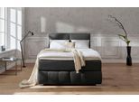 Boxspringbett HOME AFFAIRE "Wehma", grau (anthrazit), B:150cm L:213cm, Struktur fein (100% Polyester), Komplettbetten, Boxspringbett, inkl. Topper in 3 verschiedenen Matratzen, auch in Samtstoff