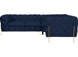Chesterfield-Sofa HOME AFFAIRE "Amaury L-Form", blau, B:264cm H:75cm T:262cm, Struktur (100% Polyester);Samtoptik (100% Polyester), Sofas, Chesterfield-Sofa, Chesterfield-Optik, Breite/Tiefe je 262 cm, Fußfarbe wählbar