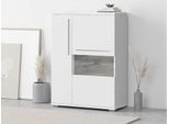 Highboard OTTO HOME "Piano Vitrine", weiß (weiß hochglanz), B:90cm H:123cm T:40,2cm, Holzwerkstoff, Sideboards, Highboard, UV lackiert, Soft-Close Funktion