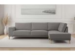 Ecksofa OTTO HOME "Oland Skandi, weicher Chenille-Stoff", grau, B:289cm H:85cm T:210cm, 100% Polyester, Sofas, Ecksofa, L-Form, 289 cm, Wellenunterfederung, Skandi-Design, Massivholzfüße