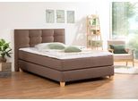 Boxspringbett HOME AFFAIRE "Moulay", braun (mittelbraun), B:134cm L:211cm, Komplettbetten, Boxspringbett, inkl. Topper, in 3 Härtegraden, TFK auch in Härtegrad 4