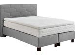 Boxspringbett, grau, B:155cm L:210cm, Bezug: 80% Baumwolle/20% Polyester, WESTFALIA SCHLAFKOMFORT, Komplettbetten, Boxspringbett, wahlweise mit Topper