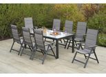 Garten-Essgruppe MERXX "Trivero", grau (graphit, diamantbraun), Polyester, Aluminium, Polyester, Sitzmöbel-Sets, Garten-Essgruppe
