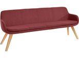 Essbank MUSTERRING "Tavia", rot (bordeaux, eiche bianco), B:220cm H:87cm T:66cm, 100% PES, Sitzbänke, Essbank, Stativgestell aus Eiche bianco massiv, Breite 180, 200 oder 220 cm