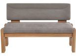 Polsterbank K+W KOMFORT & WOHNEN, grau (lightgrau 85, balkeneiche natur), B:181cm H:90cm T:63cm, Sitzbänke, Polsterbank, gepolsterte Stauraumbank, Massivholz, in 2 Breiten 161cm oder 181cm