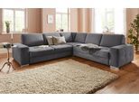 Ecksofa SIT & MORE "Santorini L-Form", grau, B:276cm H:82cm T:271cm, Struktur (100% Polyester);Struktur fein (95% Polyester, 5% Polyamid), Sofas, Ecksofa, mit Federkern und Sitztiefenverstellung, wahlweise mit Bettfunktion