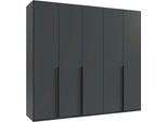 Kleiderschrank WIMEX "Mugano,in 5 Breiten,2 Höhen,2 Tiefen, viele Farben, Made in Germany", grau (grafit, griffe schwarz), B:225cm H:208cm T:58cm, Holzwerkstoff, Schränke, Kleiderschrank, mit langen Griffen aus Metall, mit oder ohne Spiegel
