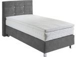 Boxspringbett, grau, B:135cm L:210cm, Bezug: Microvelours 100% Polyester;Polsterung: 100% Polyester, WESTFALIA SCHLAFKOMFORT, Komplettbetten, Boxspringbett, mit Knöpfen in Kristalloptik, wahlweise mit Topper