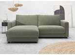 Ecksofa HOME AFFAIRE "Ecksofa Jiro, L-Form, große Sitztiefe, Breite 226 cm", grün, B:226cm H:85cm T:190cm, 85% Polyester, 15% Viskose, Sofas, Ecksofa, lose Sitz- & Rückenkissen, weicher Polsteraufbau, komfortabel & modern