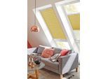 Dachfensterplissee SUNLINES "Classic Style Crepe", gelb (gelb, weiß), B:38cm H:100cm, Obermaterial: 100% Polyester, Plissees, Dachfensterplissee, mit Führungsschienen