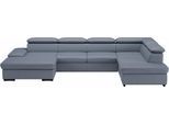 Wohnlandschaft SIT & MORE "Alcudia U-Form", bunt (graublau), B:349cm H:73cm T:226cm, Sofas, Wohnlandschaft, wahlweise mit Bettfunktion